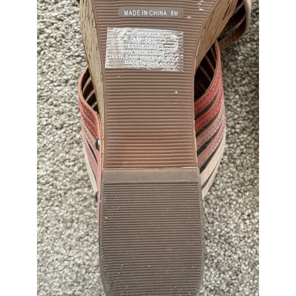 Lucky Brand Mykayla Wedge Sandals Cork Studded Slip On Sandals US 8M EU 38‎ 1/2 - Picture 7 of 7